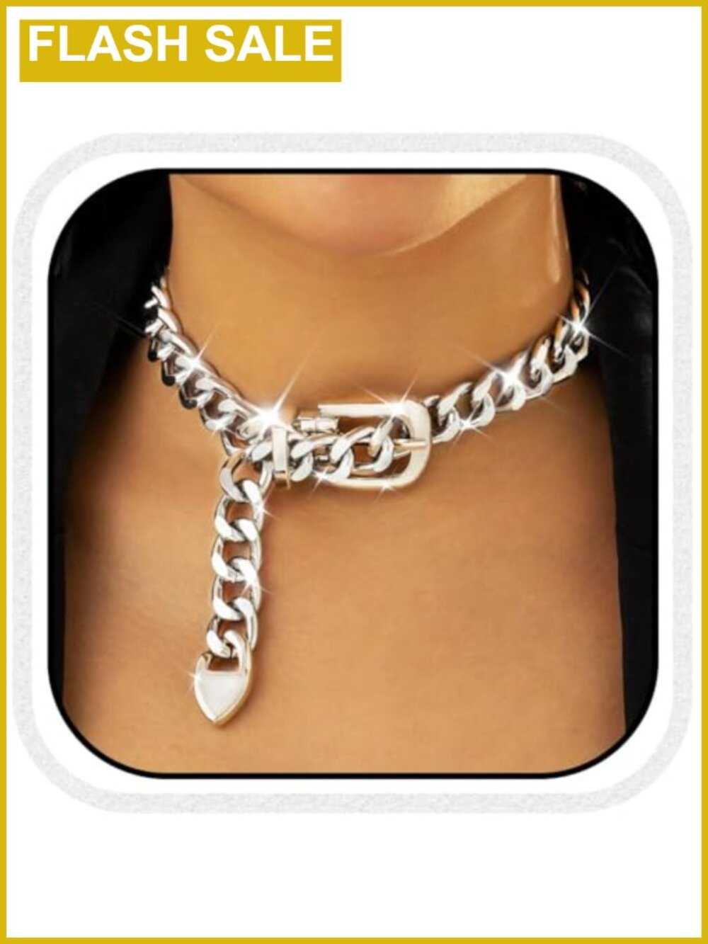 Chunky Cuban Link Chain Choker Necklace Adjustable Lobster Clasp Punk